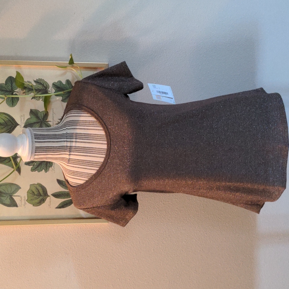 NWT LuLaRoe Classic T Brown Silver Sparkles XS Top Tee